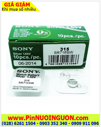 Sony SR716SW _Pin 315; Pin đồng hồ 1.55v SIlver Oxide Sony SR716SW _Pin 315